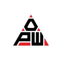 design del logo della lettera triangolare opw con forma triangolare. monogramma di design del logo del triangolo opw. modello di logo vettoriale triangolo opw con colore rosso. opw logo triangolare logo semplice, elegante e lussuoso.