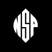 nsp circle letter logo design con forma circolare ed ellittica. nsp lettere ellittiche con stile tipografico. le tre iniziali formano un logo circolare. nsp cerchio emblema astratto monogramma lettera marchio vettore. vettore