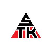 stk triangolo lettera logo design con forma triangolare. stk triangolo logo design monogramma. modello di logo vettoriale triangolo stk con colore rosso. logo triangolare stk logo semplice, elegante e lussuoso.