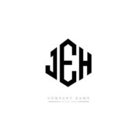 jeh lettera logo design con forma poligonale. jeh poligono e design del logo a forma di cubo. jeh esagono logo modello vettoriale colori bianco e nero. jeh monogramma, logo aziendale e immobiliare.