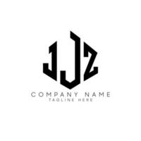 jjz lettera logo design con forma poligonale. jjz poligono e design del logo a forma di cubo. jjz esagono logo modello vettoriale colori bianco e nero. jjz monogramma, logo aziendale e immobiliare.