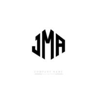 design del logo della lettera jma con forma poligonale. jma poligono e design del logo a forma di cubo. jma esagonale modello logo vettoriale colori bianco e nero. monogramma jma, logo aziendale e immobiliare.