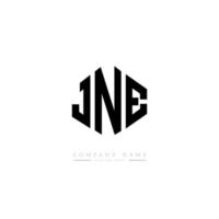 jne lettera logo design con forma poligonale. jne poligono e design del logo a forma di cubo. jne esagonale modello logo vettoriale colori bianco e nero. jne monogramma, logo aziendale e immobiliare.