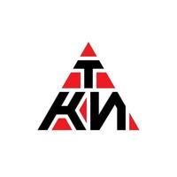 design del logo della lettera triangolare tkn con forma triangolare. tkn triangolo logo design monogramma. modello di logo vettoriale triangolo tkn con colore rosso. logo triangolare tkn logo semplice, elegante e lussuoso.