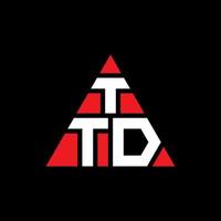 design del logo della lettera triangolare ttd con forma triangolare. ttd triangolo logo design monogramma. modello di logo vettoriale triangolo ttd con colore rosso. ttd logo triangolare logo semplice, elegante e lussuoso.