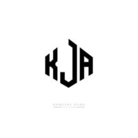 design del logo della lettera kja con forma poligonale. poligono kja e design del logo a forma di cubo. kja esagonale modello logo vettoriale colori bianco e nero. monogramma kja, logo aziendale e immobiliare.