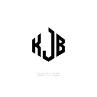 design del logo della lettera kjb con forma poligonale. poligono kjb e design del logo a forma di cubo. kjb esagono logo modello vettoriale colori bianco e nero. monogramma kjb, logo aziendale e immobiliare.