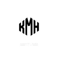 design del logo della lettera kmh con forma poligonale. design del logo a forma di poligono e cubo kmh. colore bianco e nero del modello di logo di vettore di esagono kmh. monogramma kmh, logo aziendale e immobiliare.