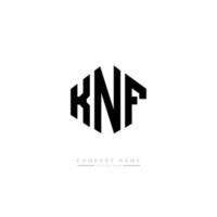 design del logo della lettera knf con forma poligonale. design del logo a forma di poligono e cubo knf. colore bianco e nero del modello di logo di vettore di esagono knf. monogramma knf, logo aziendale e immobiliare.
