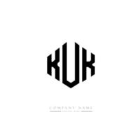 kuk lettera logo design con forma poligonale. kuk poligono e design del logo a forma di cubo. kuk esagonale modello logo vettoriale colori bianco e nero. monogramma kuk, logo aziendale e immobiliare.