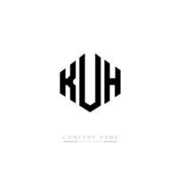 design del logo della lettera kuh con forma poligonale. kuh poligono e design del logo a forma di cubo. kuh esagonale modello logo vettoriale colori bianco e nero. monogramma kuh, logo aziendale e immobiliare.