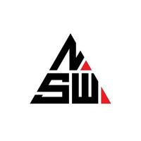 design del logo della lettera triangolare nsw con forma triangolare. monogramma di design del logo del triangolo nsw. modello di logo vettoriale triangolo nsw con colore rosso. nsw logo triangolare logo semplice, elegante e lussuoso.