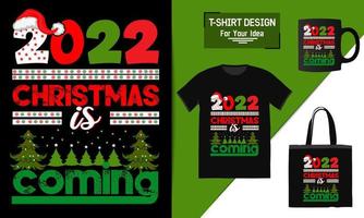 buon natale t-shirt design borsa e tazza mockup per il merchandising questo design è perfetto per le t-shirt vettore