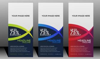 roll up colorato banner design aziendale, banner verticale design cartello pubblicitario, banner vettoriale x, roll up aziendale.