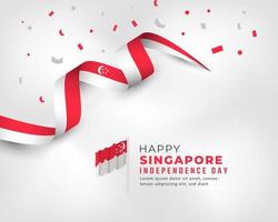 felice giorno dell'indipendenza di singapore 9 agosto celebrazione disegno vettoriale illustrazione. modello per poster, banner, pubblicità, biglietto di auguri o elemento di design di stampa