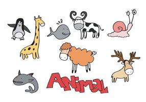 immagine di doodle animale su sfondo bianco vettore