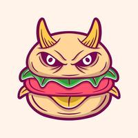cartone animato mostro hamburger vettore