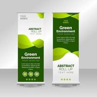 modello di banner roll up ambiente verde vettore