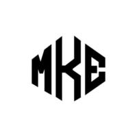 design del logo della lettera mke con forma poligonale. mke poligono e design del logo a forma di cubo. mke modello di logo vettoriale esagonale colori bianco e nero. monogramma mke, logo aziendale e immobiliare.