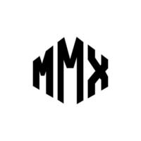 design del logo della lettera mmx con forma poligonale. mmx poligono e design del logo a forma di cubo. mmx esagonale modello logo vettoriale colori bianco e nero. monogramma mmx, logo aziendale e immobiliare.
