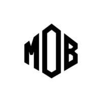 design del logo della lettera mob con forma poligonale. poligono mob e design del logo a forma di cubo. modello di logo vettoriale esagonale mob colori bianco e nero. monogramma mob, logo aziendale e immobiliare.