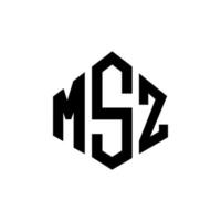 msz lettera logo design con forma poligonale. msz poligono e design del logo a forma di cubo. msz modello di logo vettoriale esagonale colori bianco e nero. monogramma msz, logo aziendale e immobiliare.