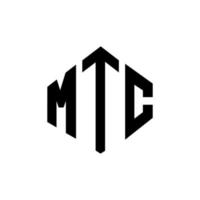 design del logo della lettera mtc con forma poligonale. design del logo a forma di poligono e cubo mtc. modello di logo vettoriale esagonale mtc colori bianco e nero. monogramma mtc, logo aziendale e immobiliare.