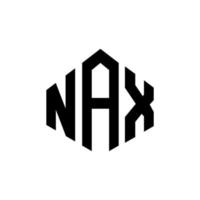 design del logo della lettera nax con forma poligonale. nax poligono e design del logo a forma di cubo. modello di logo vettoriale esagonale nax colori bianco e nero. monogramma nax, logo aziendale e immobiliare.