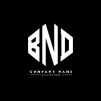 design del logo della lettera bnd con forma poligonale. design del logo a forma di poligono e cubo bnd. bnd modello di logo vettoriale esagonale colori bianco e nero. monogramma bnd, logo aziendale e immobiliare.