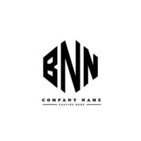 design del logo della lettera bnn con forma poligonale. poligono bnn e design del logo a forma di cubo. bnn esagono logo modello vettoriale colori bianco e nero. monogramma bnn, logo aziendale e immobiliare.