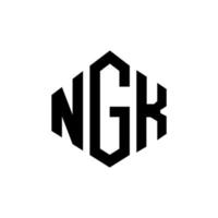 design del logo della lettera ngk con forma poligonale. ngk poligono e design del logo a forma di cubo. ngk modello di logo vettoriale esagonale colori bianco e nero. monogramma ngk, logo aziendale e immobiliare.