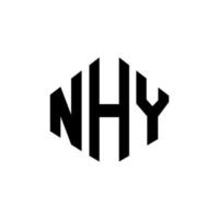 design del logo della lettera nhy con forma poligonale. nhy poligono e design del logo a forma di cubo. nhy modello di logo vettoriale esagonale colori bianco e nero. nhy monogramma, logo aziendale e immobiliare.