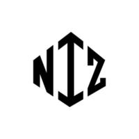 design del logo della lettera niz con forma poligonale. niz poligono e design del logo a forma di cubo. niz esagono vettore logo modello colori bianco e nero. monogramma niz, logo aziendale e immobiliare.