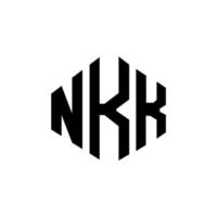 design del logo della lettera nkk con forma poligonale. nkk poligono e design del logo a forma di cubo. nkk esagono vettore logo modello colori bianco e nero. monogramma nkk, logo aziendale e immobiliare.