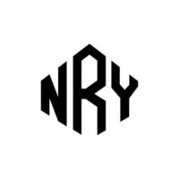design del logo della lettera nry con forma poligonale. design del logo a forma di poligono e cubo nry. modello di logo vettoriale esagonale nry colori bianco e nero. monogramma nry, logo aziendale e immobiliare.