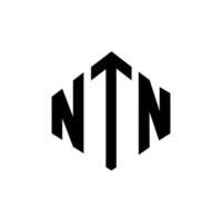 design del logo della lettera ntn con forma poligonale. ntn poligono e design del logo a forma di cubo. ntn modello di logo vettoriale esagonale colori bianco e nero. monogramma ntn, logo aziendale e immobiliare.