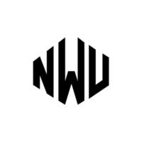 design del logo della lettera nwu con forma poligonale. design del logo a forma di poligono e cubo nwu. modello di logo vettoriale esagonale nwu colori bianco e nero. monogramma nwu, logo aziendale e immobiliare.