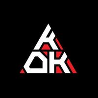 design del logo della lettera del triangolo kok con forma triangolare. kok triangolo logo design monogramma. modello di logo vettoriale triangolo kok con colore rosso. logo triangolare kok logo semplice, elegante e lussuoso.