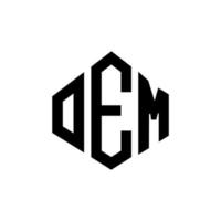 design del logo della lettera oem con forma poligonale. oem poligono e design del logo a forma di cubo. colori bianco e nero del modello di logo di vettore di esagono oem. monogramma OEM, logo aziendale e immobiliare.