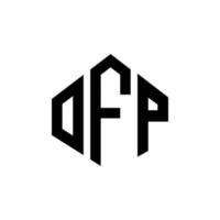 design del logo della lettera ofp con forma poligonale. design del logo a forma di poligono e cubo ofp. ofp esagono logo modello vettoriale colori bianco e nero. monogramma ofp, logo aziendale e immobiliare.