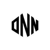 design del logo della lettera onn con forma poligonale. onn poligono e design del logo a forma di cubo. onn modello di logo vettoriale esagonale colori bianco e nero. monogramma onn, logo aziendale e immobiliare.