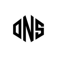 design del logo della lettera ons con forma poligonale. ons poligono e design del logo a forma di cubo. ons esagono logo modello vettoriale colori bianco e nero. monogramma ons, logo aziendale e immobiliare.