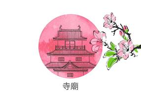 Vettore di tempio cinese disegnato gratis
