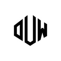ouw lettera logo design con forma poligonale. design del logo a forma di poligono e cubo. ouw modello di logo vettoriale esagonale colori bianco e nero. ouw monogramma, logo aziendale e immobiliare.