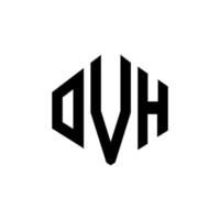 design del logo della lettera ovh con forma poligonale. design del logo a forma di poligono e cubo ovh. ovh modello di logo vettoriale esagonale colori bianco e nero. monogramma ovh, logo aziendale e immobiliare.