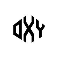 design del logo della lettera oxy con forma poligonale. oxy poligono e design del logo a forma di cubo. oxy esagonale modello logo vettoriale colori bianco e nero. monogramma oxy, logo aziendale e immobiliare.