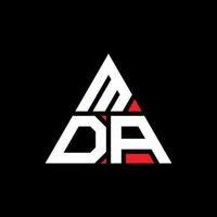 design del logo della lettera del triangolo mda con forma triangolare. monogramma di design del logo del triangolo mda. modello di logo vettoriale triangolo mda con colore rosso. logo triangolare mda logo semplice, elegante e lussuoso.
