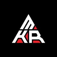 design del logo della lettera del triangolo mkr con forma triangolare. monogramma di design del logo del triangolo mkr. modello di logo vettoriale triangolo mkr con colore rosso. logo triangolare mkr logo semplice, elegante e lussuoso.