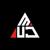 design del logo della lettera del triangolo muj con forma triangolare. muj triangolo logo design monogramma. modello di logo vettoriale triangolo muj con colore rosso. muj logo triangolare logo semplice, elegante e lussuoso.