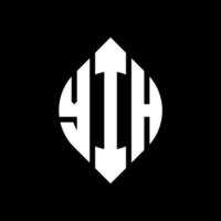 yih design del logo della lettera del cerchio con forma circolare ed ellittica. yih lettere ellittiche con stile tipografico. le tre iniziali formano un logo circolare. yih cerchio emblema astratto monogramma lettera marchio vettore. vettore